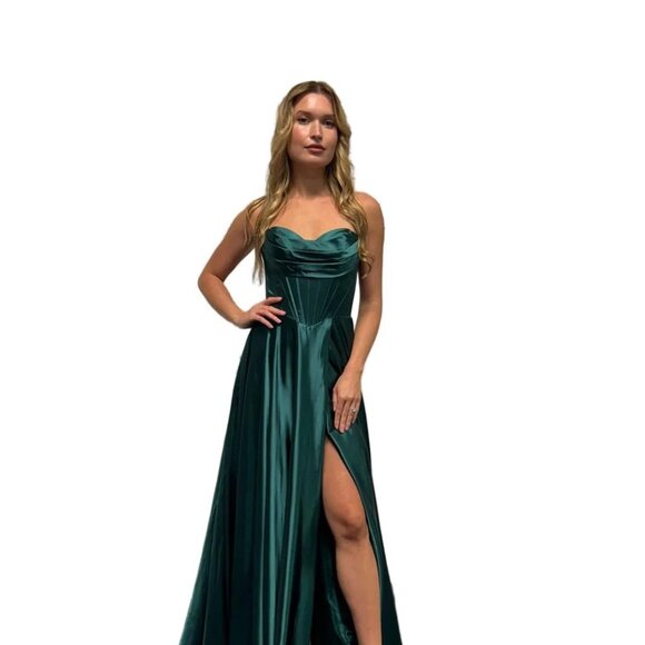 New A-Line Sleeveless Long Solid Prom Dress w/ Pleated Sweetheart Neck TL3049L - Picture 7 of 9